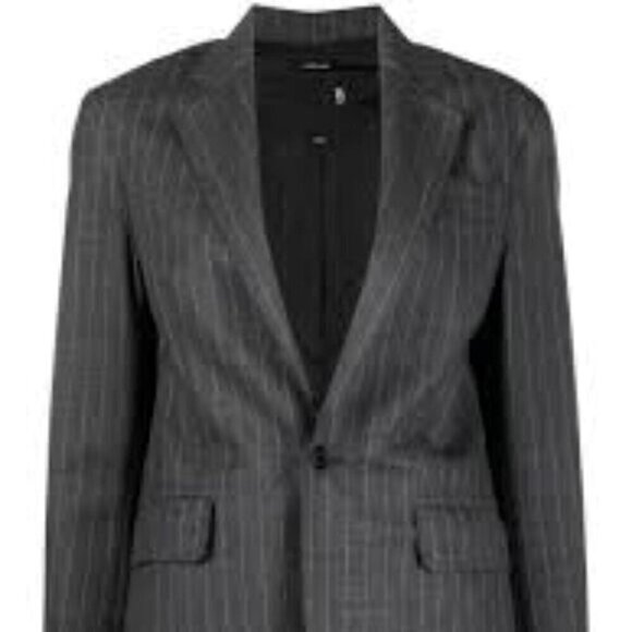 Lafayette 148 NY Wool Blazer Charcoal Pinstripe Single Button Pocketed Jacket 8 - Picture 2 of 14